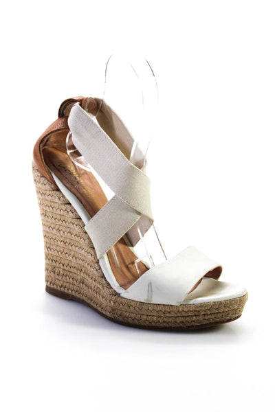 Jean Michel Cazabat Womens Strappy Wedge Sandals White Size 6.5US 36.5EU
