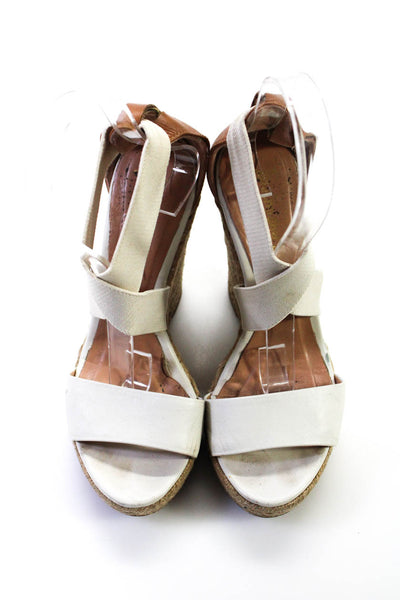 Jean Michel Cazabat Womens Strappy Wedge Sandals White Size 6.5US 36.5EU