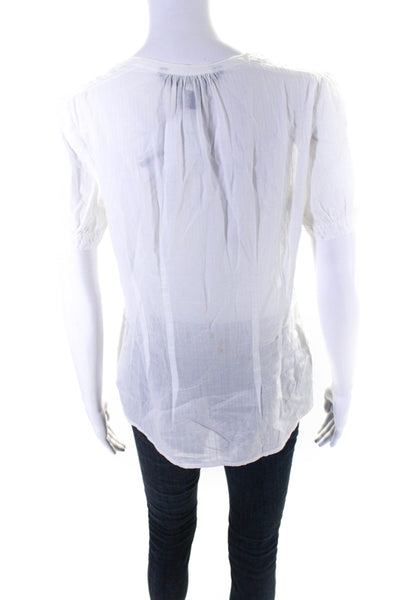 Marc By Marc Jacobs Womens Cotton Button Ruffle Short Sleeve Blouse White Size 8