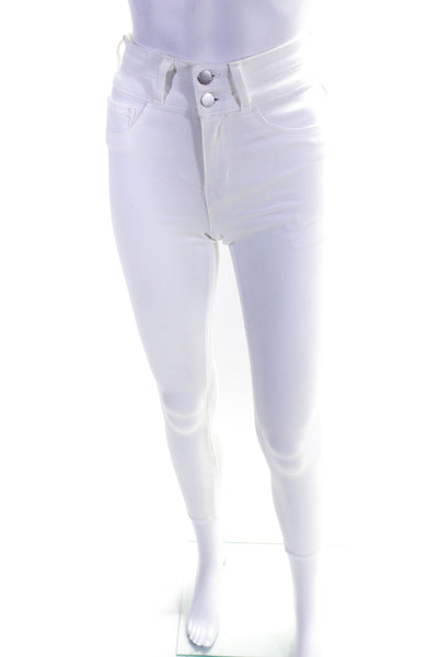 L'Agence Womens Stretch Denim High Rise Skinny Jeans White Size 24