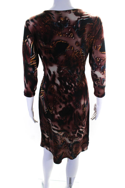 Egerie Womens Jersey Knit Printed V-Neck Sheath Dress Burgundy Size S