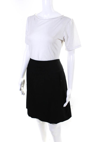 Emporio Armani Womens Wool Darted Bubble Hem Zip A-Line Skirt Black Size EUR44