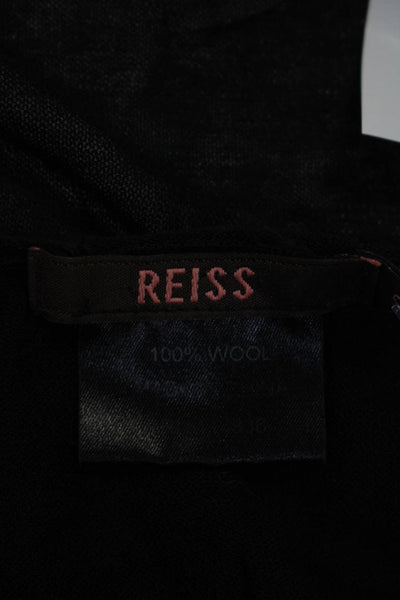 Reiss Womens Wool Short Sleeve Wrap Top Black Size S