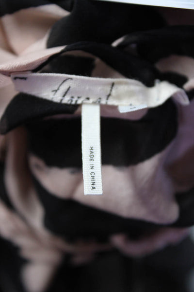 Floreat Womens Black Pink Silk Printed Sleeveless Scoop Neck A-line Dress Size M