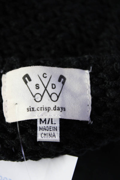 Six Crisp Days Womens Black Knit Crew Neck Long Sleeve Sweater Dress Size M/L