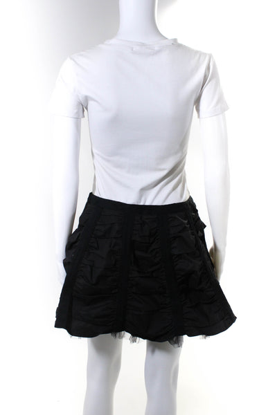 Betsey Johnson Womens Black Ruched Tulle Trim Mini Skirt Size 6