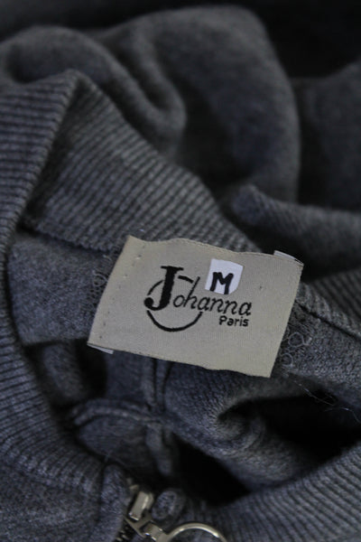 Johanna Paris Womens Full Zipper Cardigan Sweater Gray Size Medium