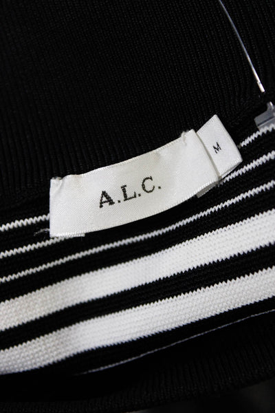 A.L.C. Women's Stripped High-Waisted Flared Skirt Black White Size M