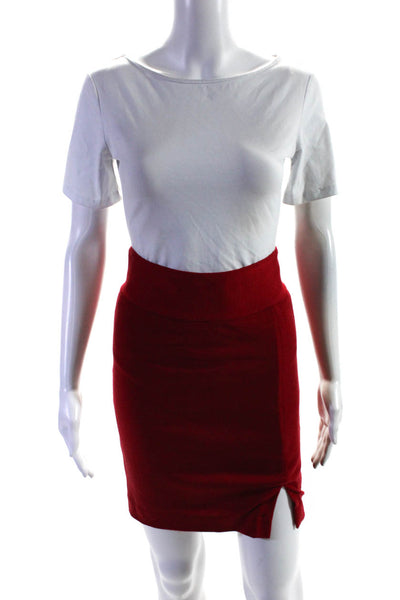 Alice + Olivia Womens Jersey Knit Mid Rise Pencil Skirt Red Size 0