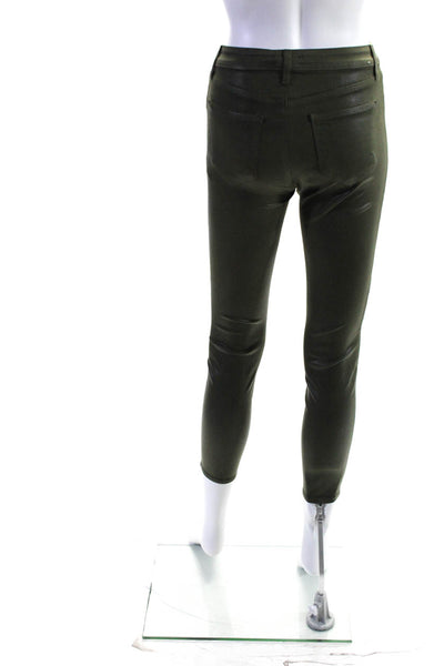 L'Agence Womens Coated Cotton High Rise Skinny Jeans Green Size 25