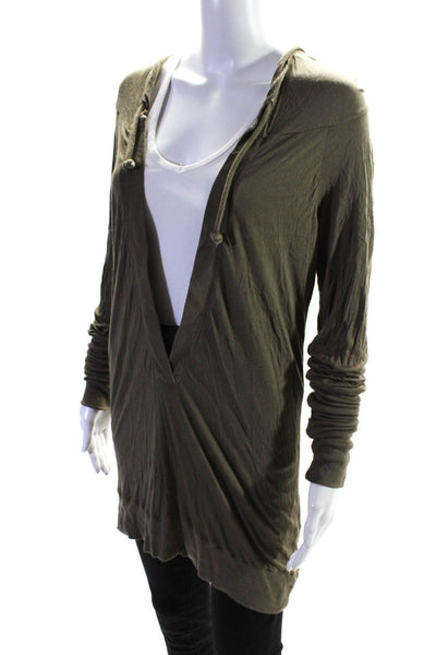 Young Fabulous & Broke Womens V Neck Hoodie Olive Green Size Large