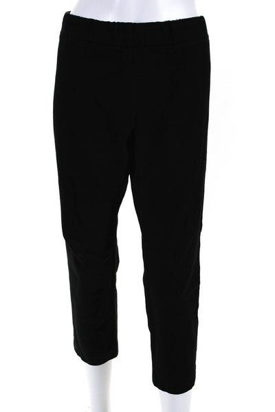 Joseph Womens Solid Mid Rise Cropped Tapered Straight Leg Pants Black Size 44