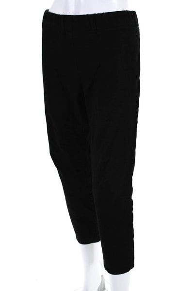 Joseph Womens Solid Mid Rise Cropped Tapered Straight Leg Pants Black Size 44