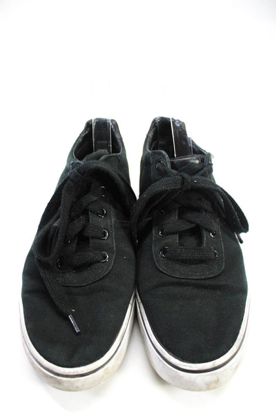 Polo Ralph Lauren Mens Canvas Leather Lace Up Low Top Sneakers Black Size 7.5D
