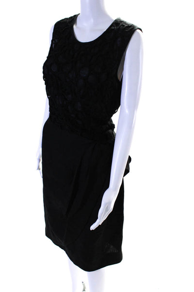 Lela Rose Womens Laced Wrap Hem Midi Tank Dress Black Size 10