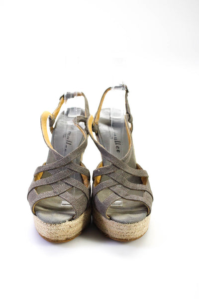 Bettye Muller Womens Strappy Peep Toe Platform Wedge Heels Gray Size 6US 36EU