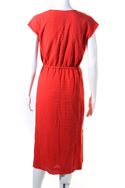 J Crew Women's Sleeveless V Neck Midi Dress Red Size 00