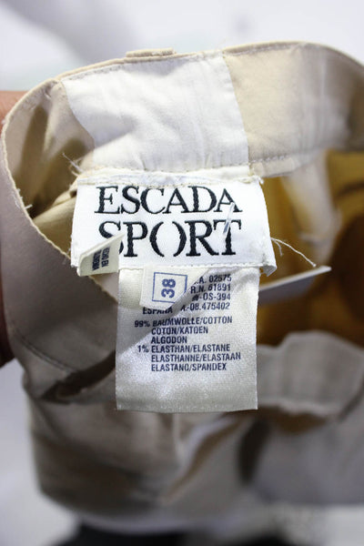 Escada Sport Womens Cotton High-Rise Straight Leg Dress Pants Beige Size 38