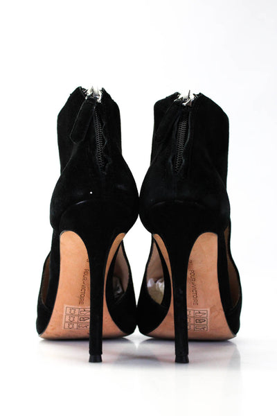 Pour la Victoire Womens Suede Cut Out Pointed Toe Ankle Boots Black Size 8US 38E