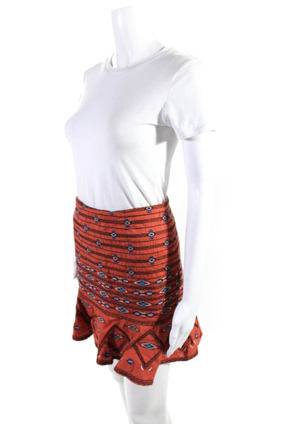 Twelfth Street by Cynthia Vincent Womens Abstract Lined Skirt Orange Size Small