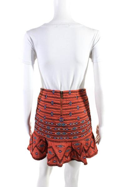 Twelfth Street by Cynthia Vincent Womens Abstract Lined Skirt Orange Size Small
