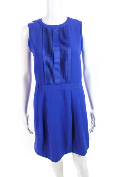 Madewell Womens Crepe Pleated Front Sleeveless A-Line Dress Blue Size 0