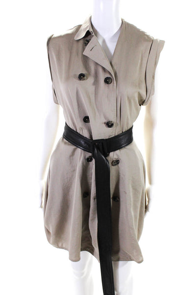 Alexander Wang Womens Double Breasted Belted Button Down Dress Beige Size 2