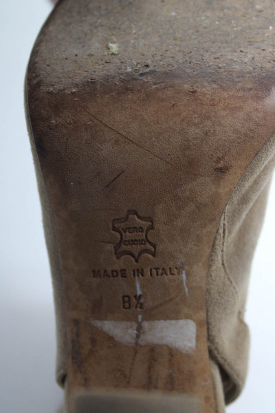 Cavallini Womens Suede Open Toe Slingbacks Ankle Boots Beige Size 8.5