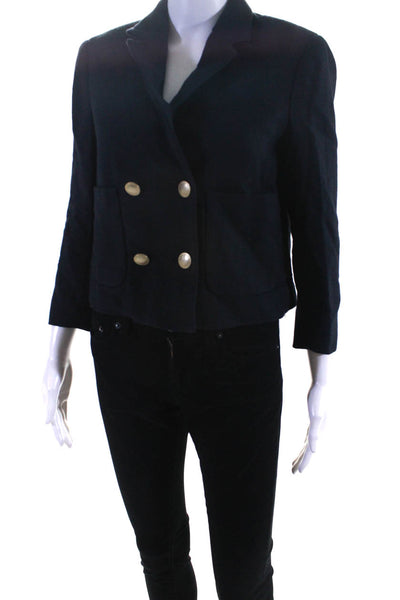 3.1 Phillip Lim Womens Double Breasted Cropped Jacket Black Wool Size 2