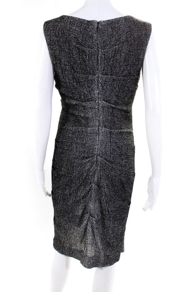 Nicole Miller Womens Knit Ruched Sleeveless Sheath Dress Gray Size 8