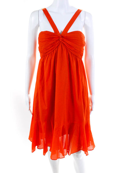 Gianni Bini Womens Cotton Ruched Halter Empire Waist Dress Orange Size 4