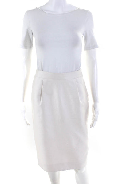 Marc Bouwer Womens Silk Pleated Front High Rise Pencil Skirt White Size 2