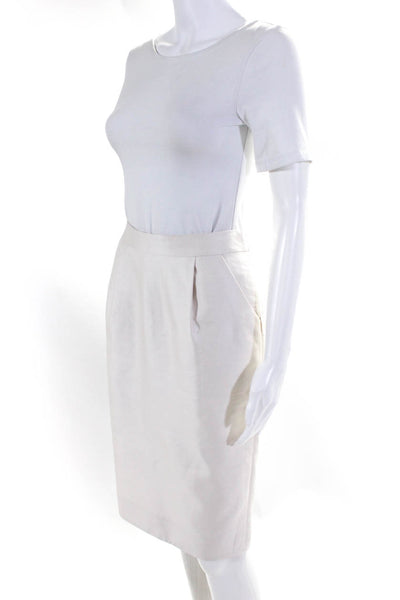 Marc Bouwer Womens Silk Pleated Front High Rise Pencil Skirt White Size 2