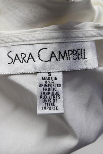 Sara Campbell Womens White Cotton Ruffle Sleeveless Belted Blouse Top Size S