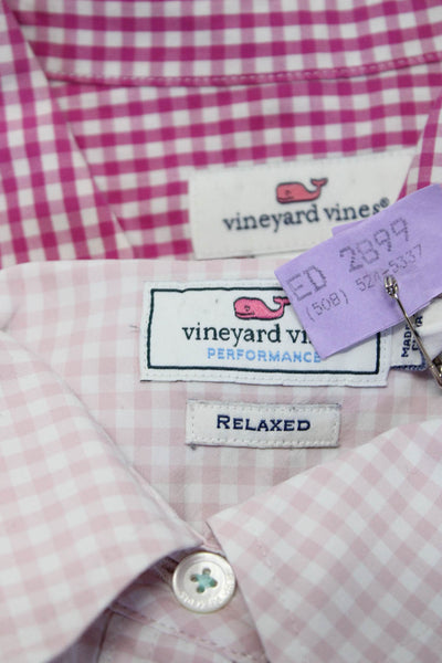 Vineyard Vines Womens Pink Checker Long Sleeve Button Down Shirt Size 6 8 Lot 2