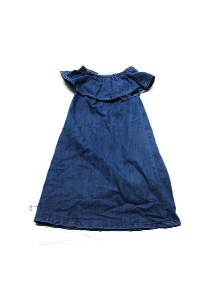 Hudson Childrens Girls Chambray Off The Shoulder Dress Blue Size Large