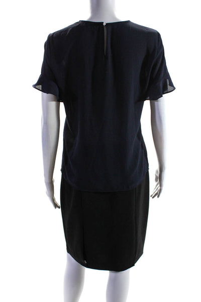 Karl Lagerfeld Womens Skirt Lace Detail Blouse Black Navy Blue Size 4 Lot 2