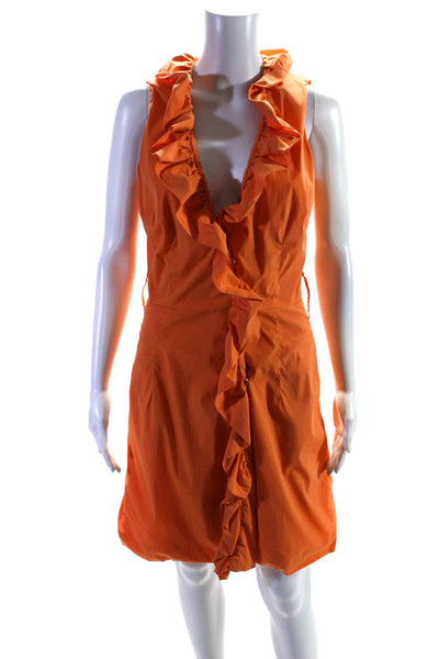 Milly Womens Orange Ruffle Tie Dress Size 0 12677294