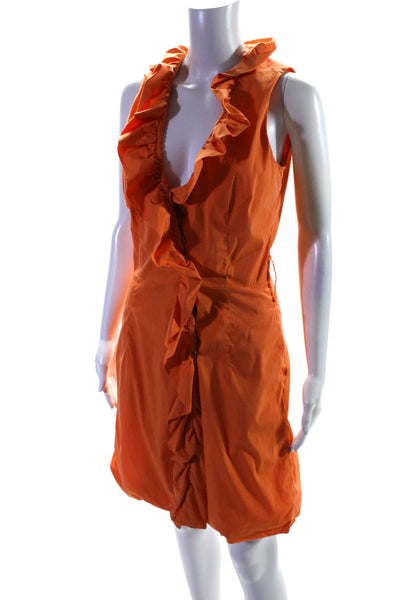Milly Womens Orange Ruffle Tie Dress Size 6 11556060