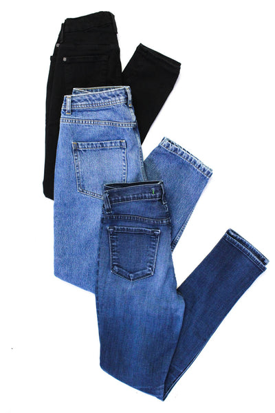 7 For All Mankind Women's Mid Rise Jeans Black Blue Size 24 26 Lot 3