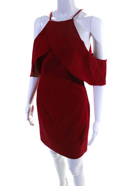 Bardot Womens Crepe Cold Shoulder Sleeve Shift Dress Red Size 8