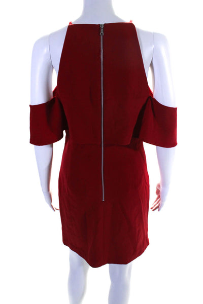Bardot Womens Crepe Cold Shoulder Sleeve Shift Dress Red Size 8