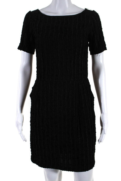 Reiss Women's Textured Short Sleeve Sheath Dress Black Size 2