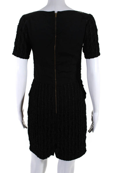 Reiss Women's Textured Short Sleeve Sheath Dress Black Size 2
