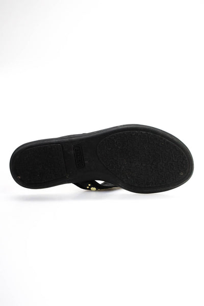 Coach Womens Grommet Studded Kelby T Strap Sandals Black Suede Size 8M