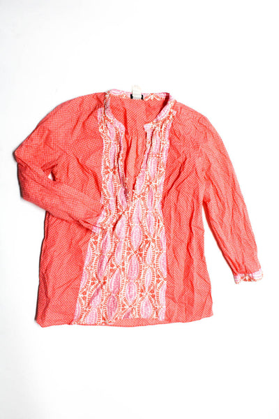 J Crew Womens Long Sleeve Printed Lace Top Blouse Pink Size 4 Small Lot 2