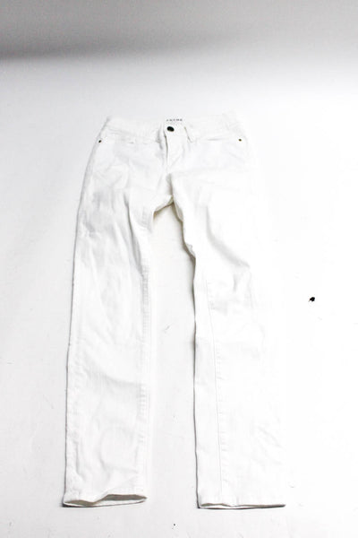 Frame Denim Womens High Rise Straight Skinny Crop Jeans White Size 24 25 Lot 2