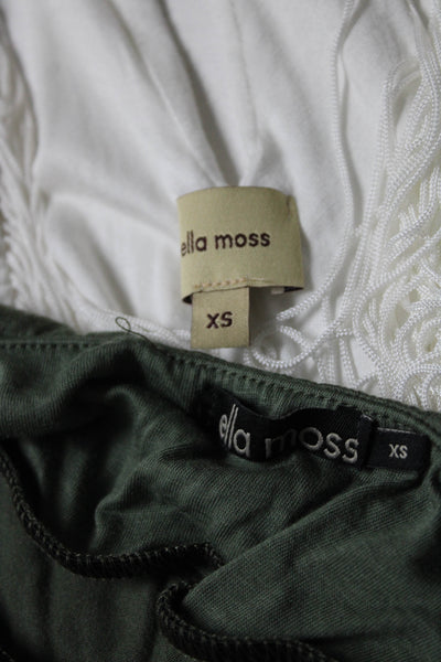 Ella Moss Womens Jersey Twist Fringe Tank Top Blouse White Green Size XS Lot 2