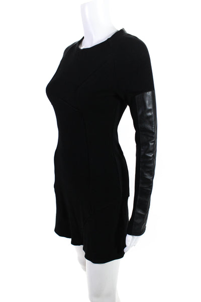 Twenty Womens Leather Trim Long Sleeve A Line Dress Black Size Extra Small