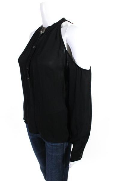 Artelier Nicole Miller Womens Long Sleeve Off Shoulder Top Blouse Black Sz Small